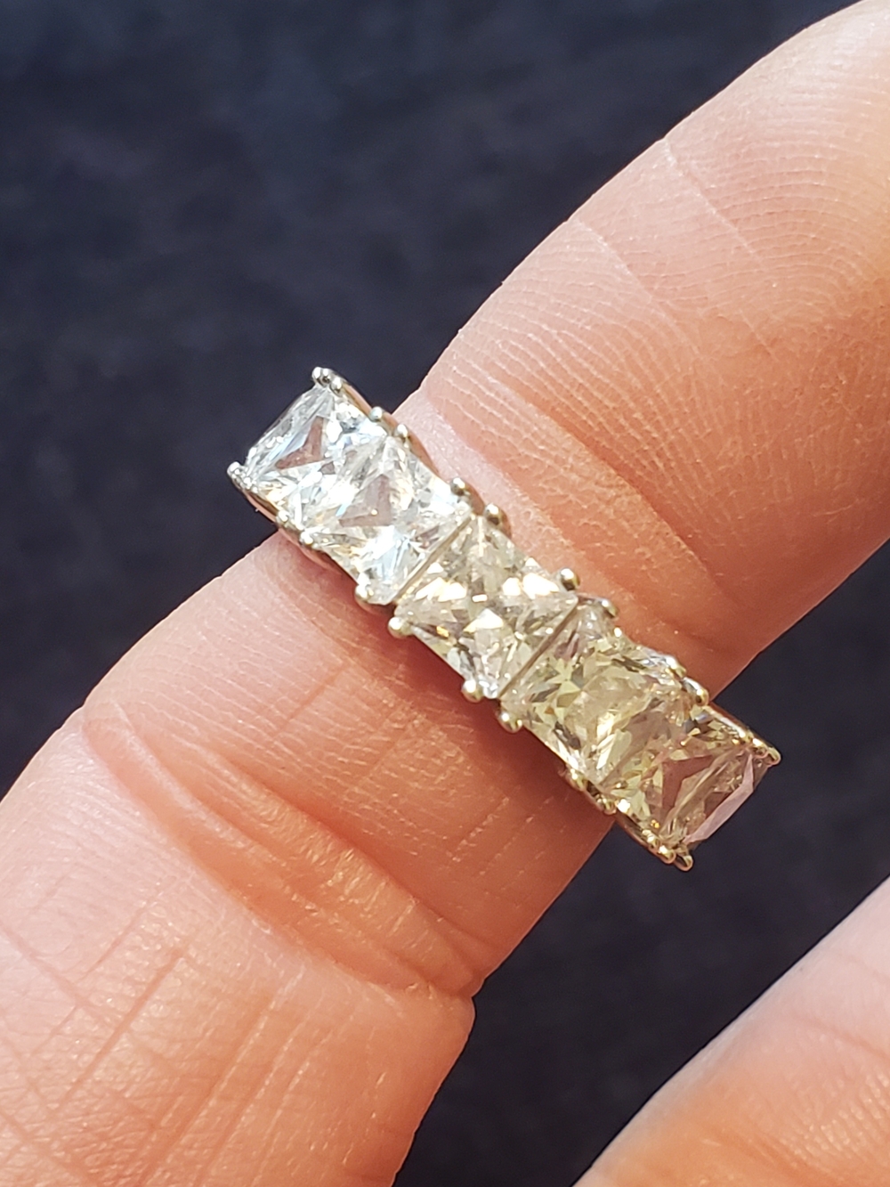 Elegant White Stone Sterling Silver Band Eternity Ring - Women Jewelry, Size 7